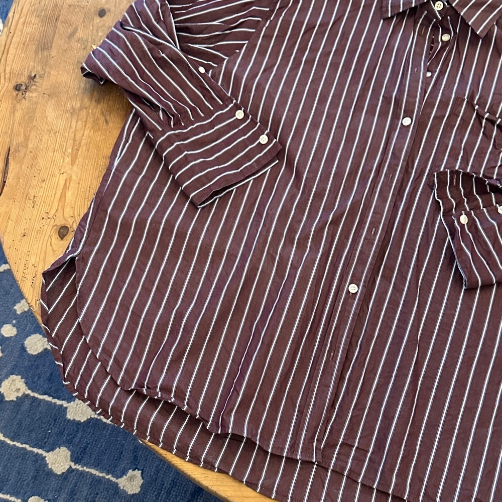 GAP Brown and White Striped Button-Down Shirt - Picture 6 of 8